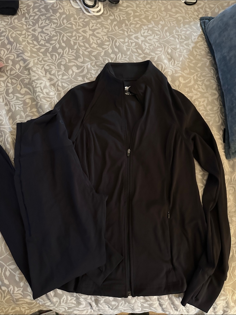 Avia Black Full-Zip Athletic Jacket and Leggings Set